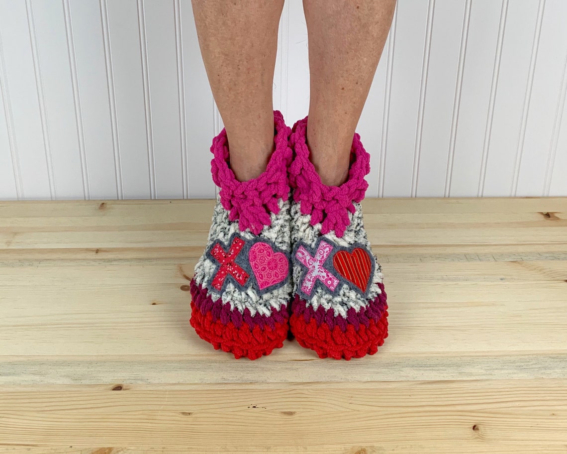 Hugs & Kisses XOXO Slippers Cozy Chenille Slipper Socks - Etsy