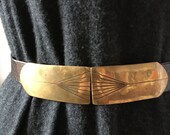 70s Vintage Tony Guerro Handmade Brass Belt Buckle With Patina Native American Navajo Made in USA Original Price Tag Adjustable