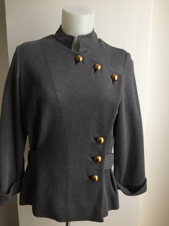 Couture Gray Wool Military Style Jacket Belgium