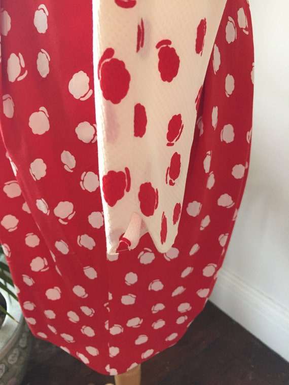 Almost Polka Dots/ Red & White Print/ Silk/ Drop … - image 8