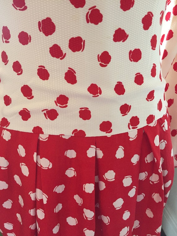 Almost Polka Dots/ Red & White Print/ Silk/ Drop … - image 9