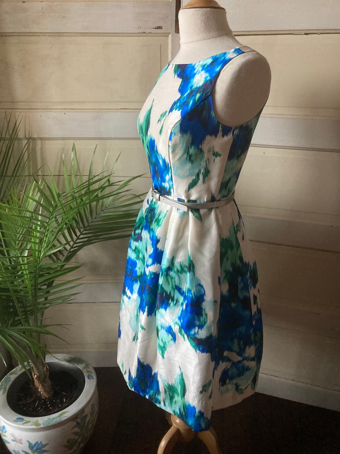 Jessica Howard/ Sleeveless/ Polyester/ Dress/ Blueandwhite Etsy UK