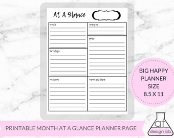 Big Happy Planner Insert | Month at a Glance (PDF)