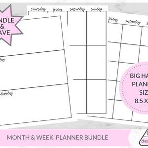 Undated Planner Bundle with Undated Weekly and Monthly Spreads | 8.5 x 11 | Printable & Digital Planner Pages
