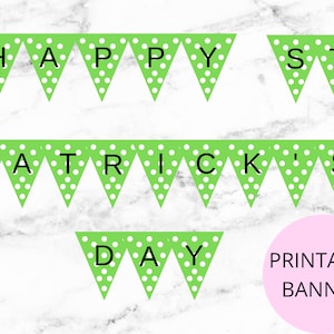 Happy St. Patrick&#39;s Day Banner Flags Printable | 8.5 x 11 | DIGITAL St. Patrick&#39;s Day decorations for home or party