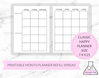 Classic Happy Planner Insert | Undated Monthly Printable (PDF)