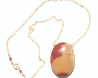 Mookaite Necklace with Gold Filled Chain & Swarovski Crystals