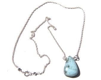 Larimar Sterling Silver Necklace with Swarovski Chrystals