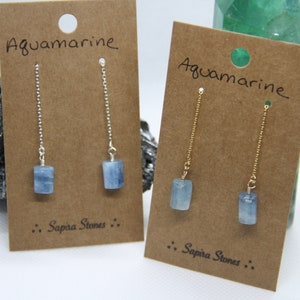 Aquamarine Threader Earrings image 1