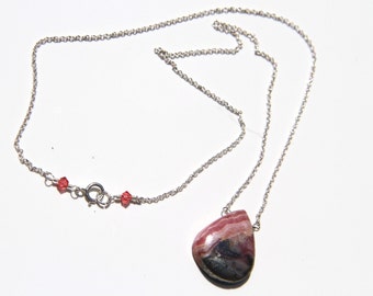 Rhodochrosite Sterling SIlver Necklace