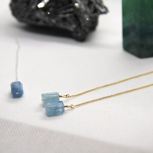 Aquamarine Threader Earrings image 3