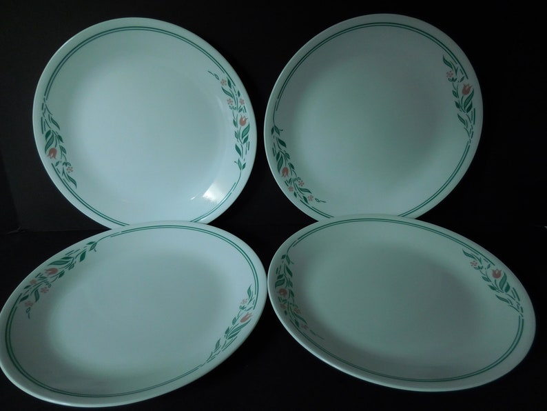 Vintage Corelle Ware White Glass Dinner Plates Rosemarie Image 0