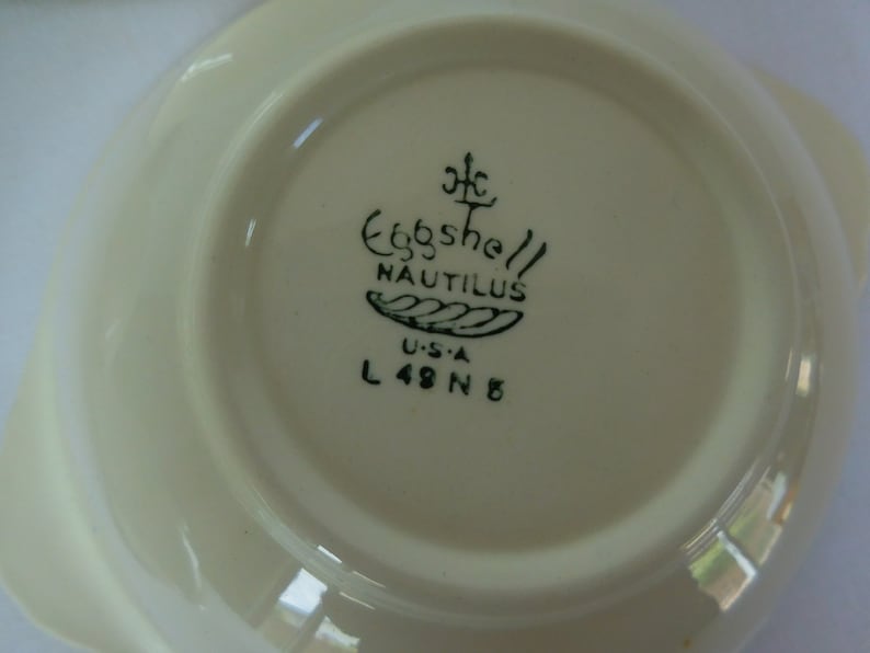 Vintage Lug BowlsHomer Laughlin Nautilus Ferndale Pattern Eggshell China L49N5Rare bowls Perfect ConditionSet of Four
