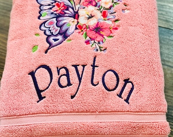 Personalized Butterfly Towel // Wedding Gift // Bath Towel Set // House Warming Gift  // Embroidery Towels // PersonalizedTowels // Birthday