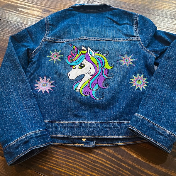 Unicorn rainbow bluejean kids jacket // Embroidery Jackets // Kids personalized jackets // Unicorns // Girls Jackets // Kids coats