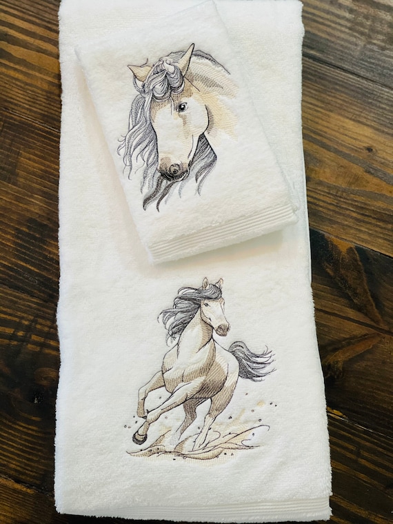 Wild Stallion Towels // Horse Towels// Westerntowels // Farm Etsy
