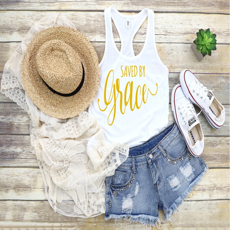Saved by grace tanktop Grace Shirts Women/'s Graphic Shirts Women/'s tanktop