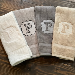 Embroidered Monogram Towel Set: Personalized Cotton Bath Towels