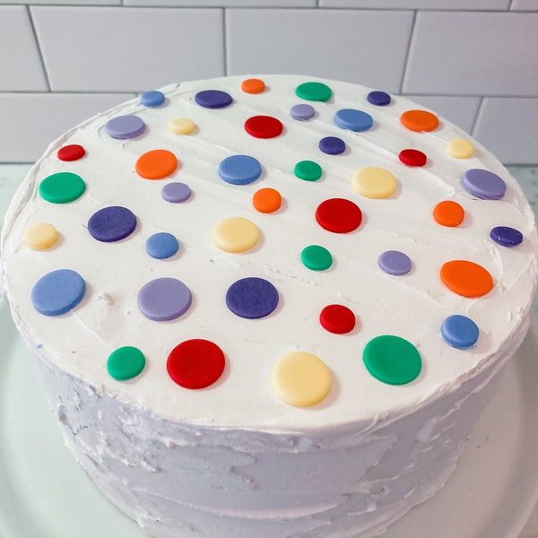Tiny Fondant Polkadots, Fondant Cupcake and Cake Topper, Edible Dots, Circles, Set of 42