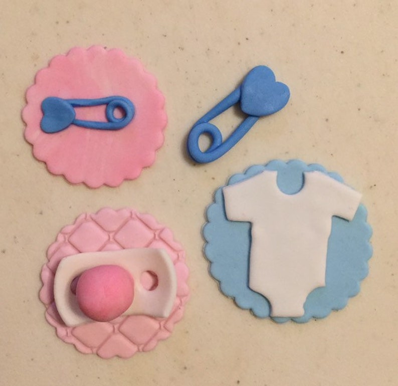 Baby shower fondant cupcake toppers 4 pieces total