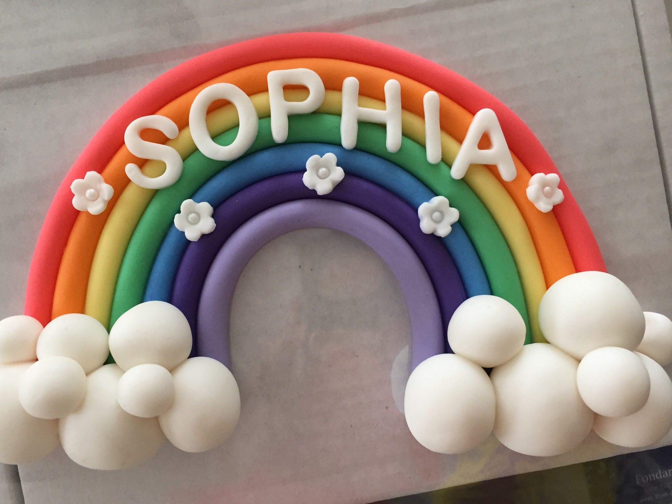 Fondant Cake Topper Rainbow Cake Topper Fondant Rainbow Cake Etsy