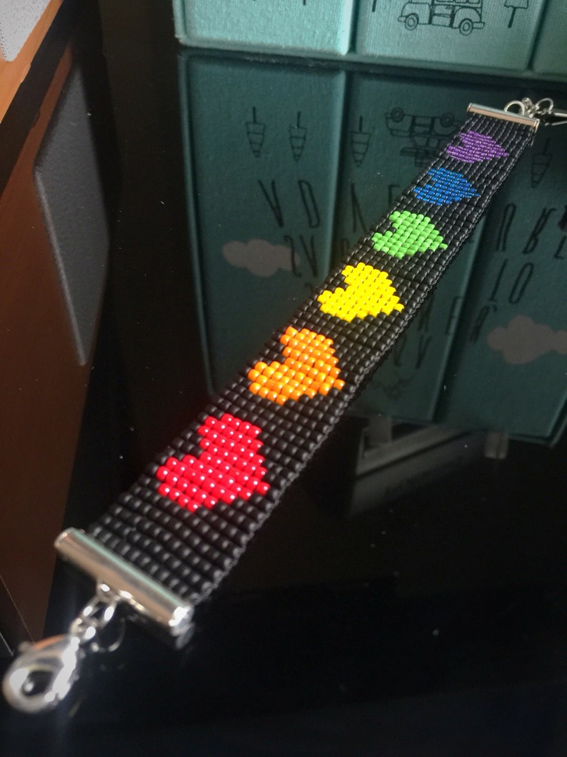 Rainbow Hearts Pride Loom Seed Bead Bracelet Etsy