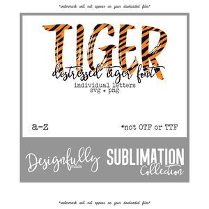 Tiger Font, Tiger Alphabet, Tiger SVG, Distressed Font, Tiger Letters, Tiger Baseball, Sublimation Design,Sublimation Clipart, Letter pack