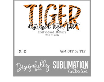 Tiger Font, Tiger Alphabet, Tiger SVG, Distressed Font, Tiger Letters, Tiger Baseball, Sublimation Design,Sublimation Clipart, Letter pack