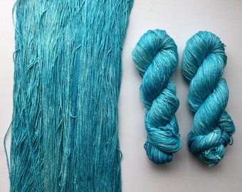 Vintage Skeins of French Linen Thread 50 Meters Aqua Blue in Color