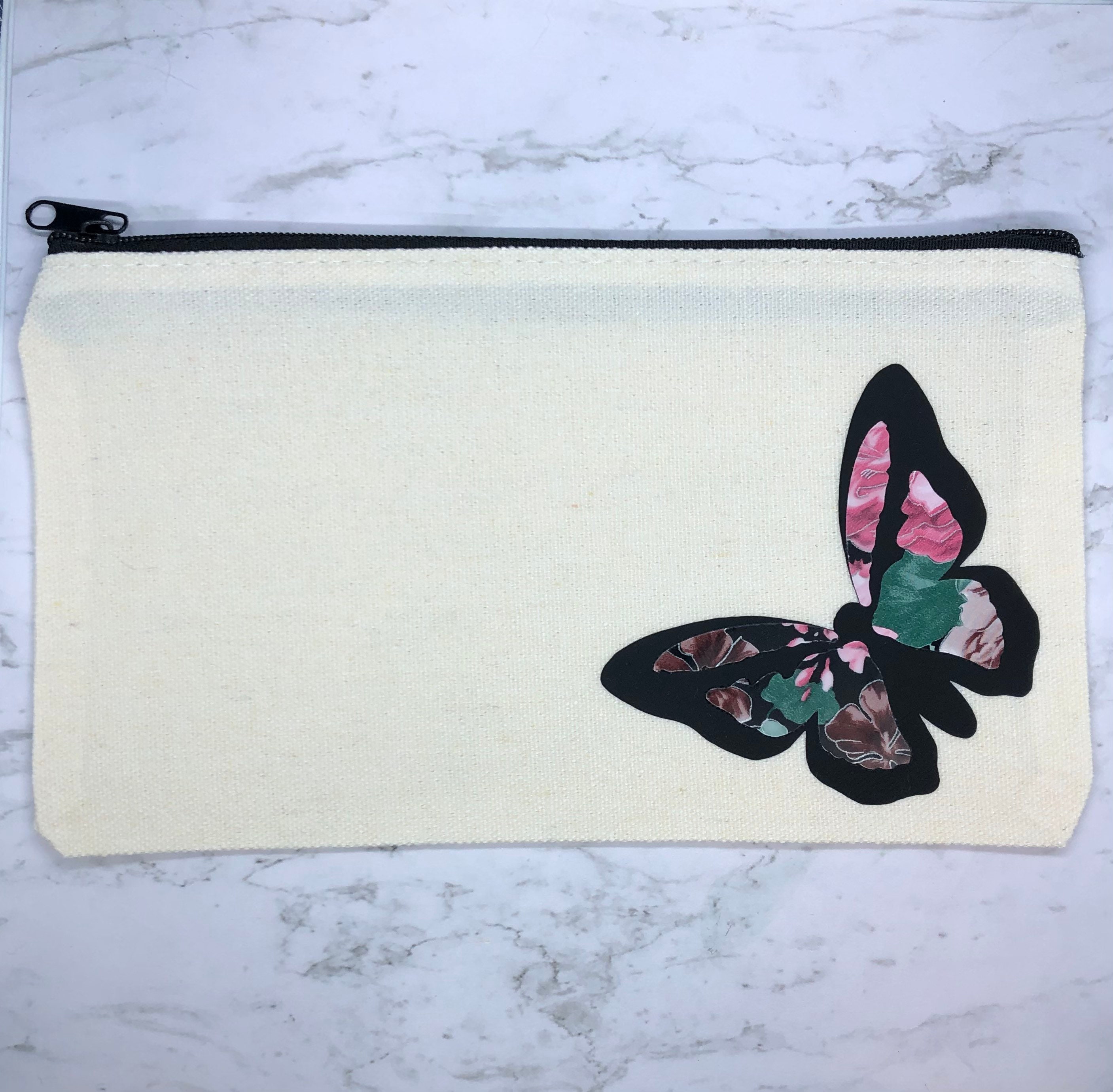 Customized Butterfly Zipper Pouch Pencil Case Make Up Bag Etsy