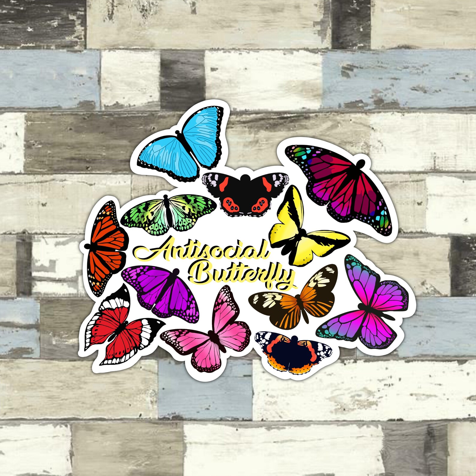 Antisocial butterfly sticker  weatherproof waterproof vinyl  etsy