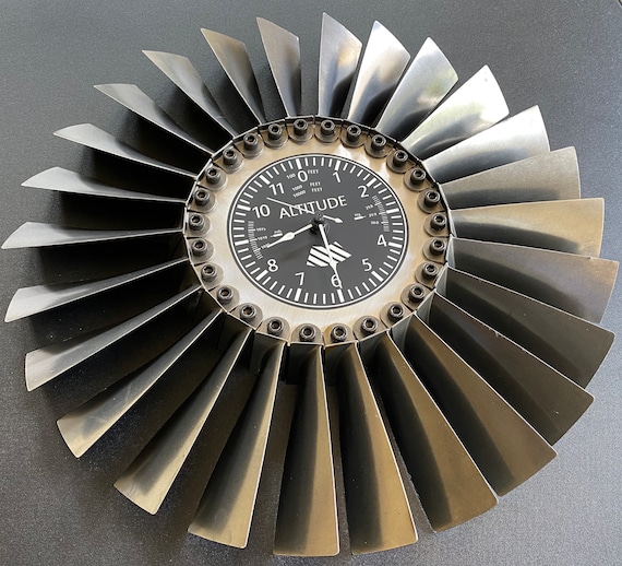 Sinerji Aviation B737 CFM56 Jet Engine Aviator Wall Clock GoldBlack