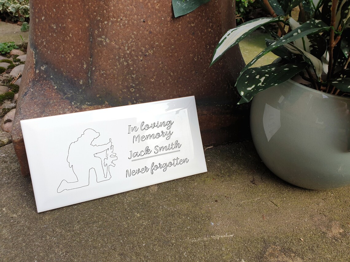 Memorial Plaque Ceramic Laser Engraved Grave Stone Sign Etsy