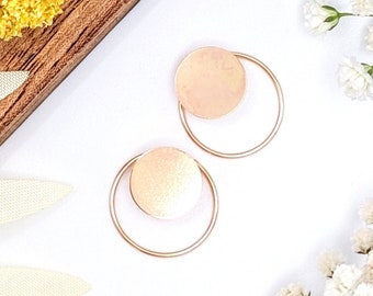 Ear Jacket + Threader - Solid Circle L Combo - Front and Back Earrings : 14k Gold Filled or Sterling Silver