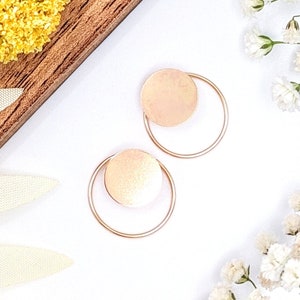 Ear Jacket Threader Solid Circle L Combo Front and Back Earrings : 14k Gold Filled or Sterling Silver image 1