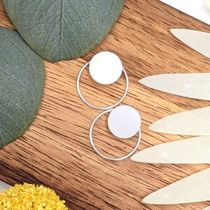 Ear Jacket Threader Solid Circle L Combo Front and Back Earrings : 14k Gold Filled or Sterling Silver image 3