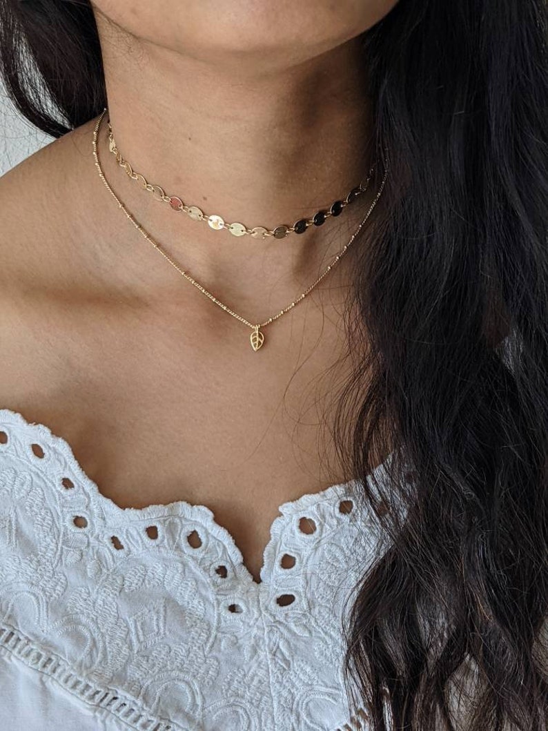 Dainty Coin Circle Choker Necklace 14k Gold Filled image 4