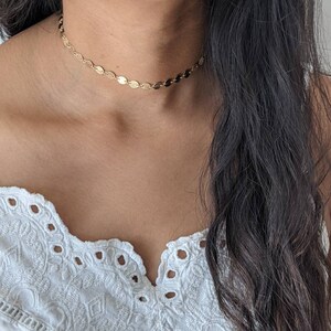 Dainty Coin Circle Choker Necklace 14k Gold Filled image 8