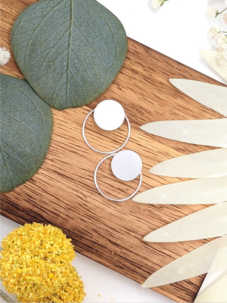 Ear Jacket Threader Solid Circle L Combo Front and Back Earrings : 14k Gold Filled or Sterling Silver image 3