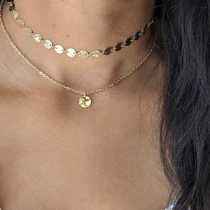 Dainty Coin Circle Choker Necklace 14k Gold Filled image 3