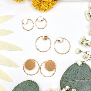 Ear Jacket Threader Solid Circle L Combo Front and Back Earrings : 14k Gold Filled or Sterling Silver image 6