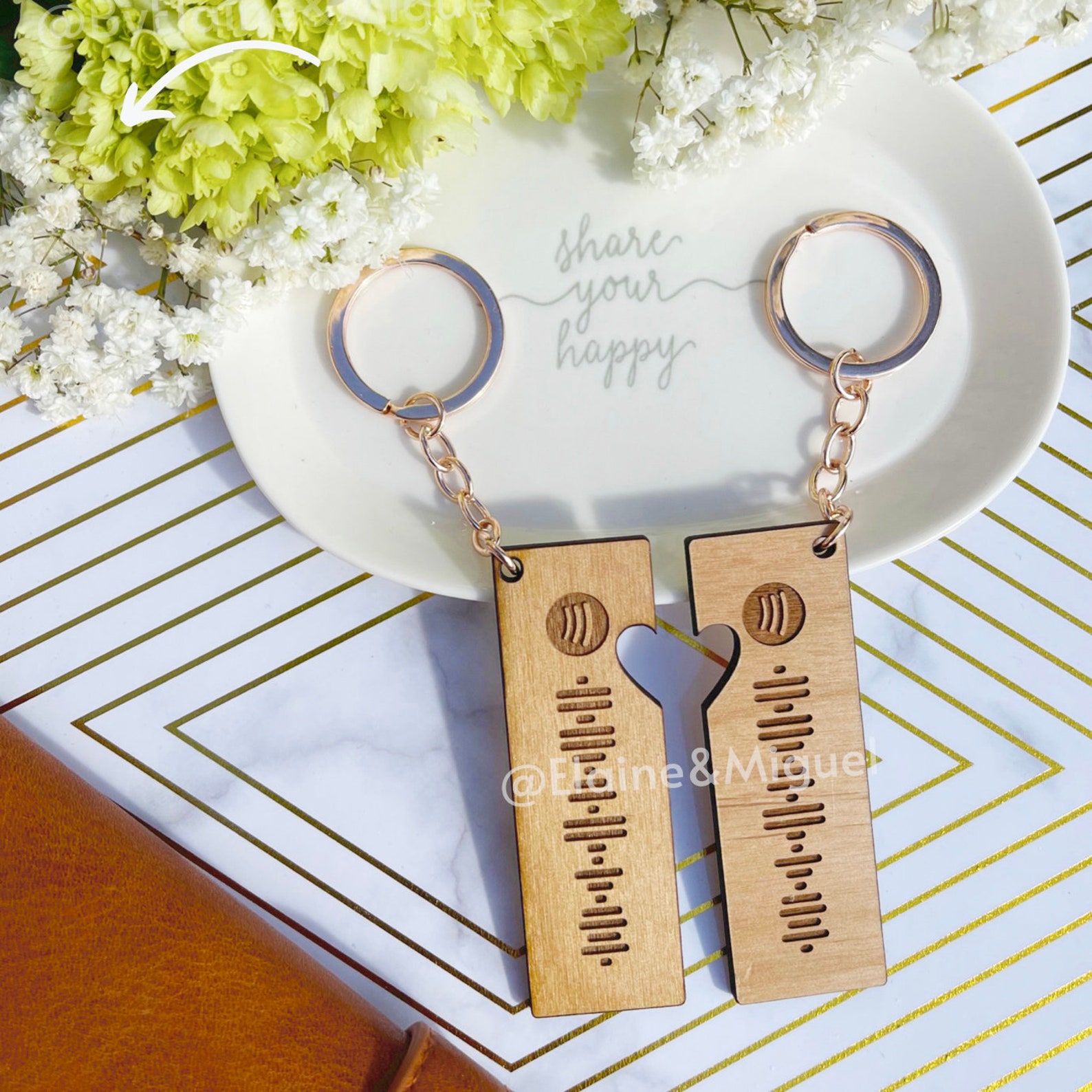 2 Personalized Wood Spotify Code Keychain Laser Engraved Etsy