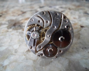 Round large Steampunk watch movement ring