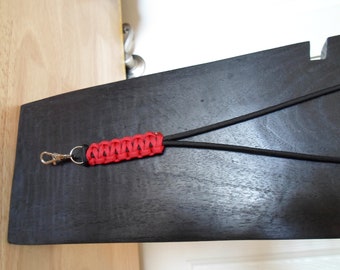 Black and imperial red paracord lanyard