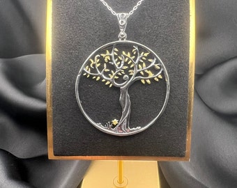 Collar de árbol de la vida hecho a mano en plata de ley 925, collar de árbol de la vida, joyería vintage, joyería de oro rosa, collar con temática natural, regalo