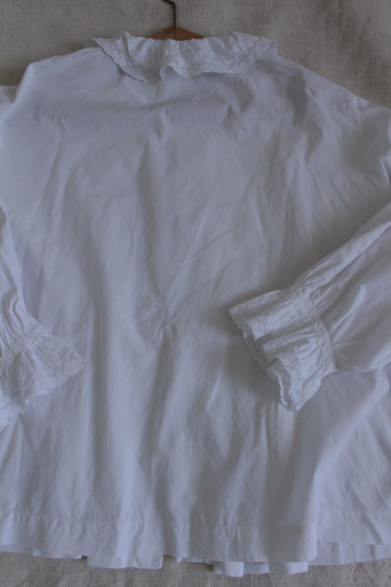 Antique French white cotton blouse / white lace top / Antique French Edwardian cotton blouse zdjęcie 8