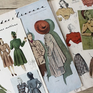 Set of 3 Modes et travaux 1946 French vintage magazine