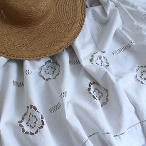 French antique embroidery linen sheet