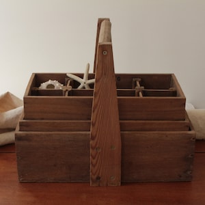 French Antique Wooden Rustic Tool Box / Wooden Trug / wood basket
