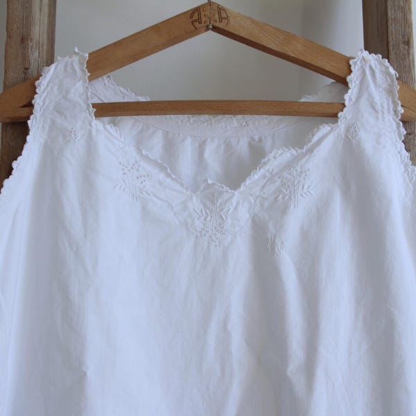 camisón de algodón antiguo francés